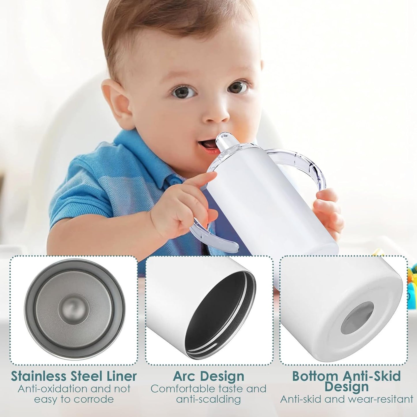 6-Pack 12oz Insulated Sippy Cups with Handles โ Stainless Steel & Shatterproof
