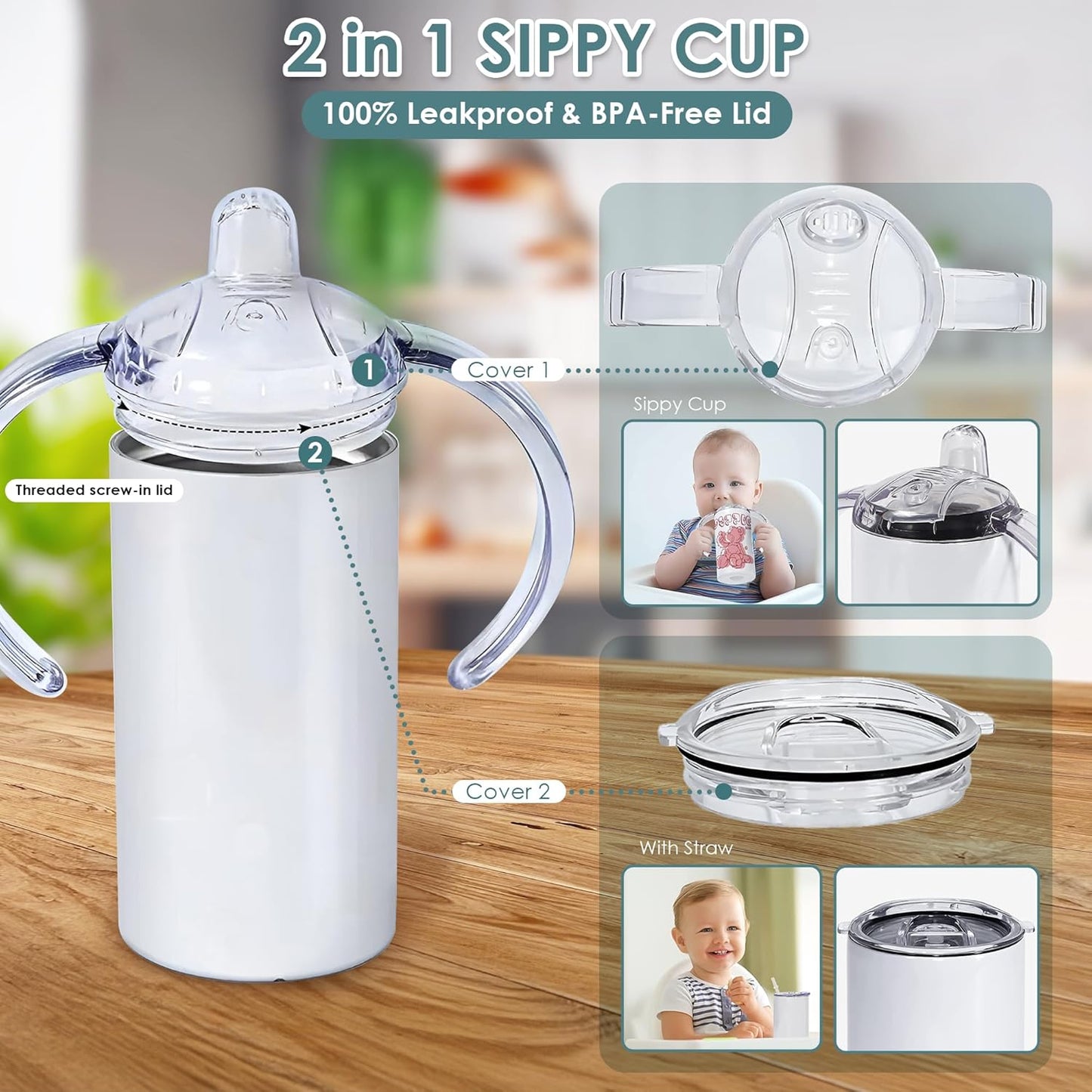 6-Pack 12oz Insulated Sippy Cups with Handles โ Stainless Steel & Shatterproof