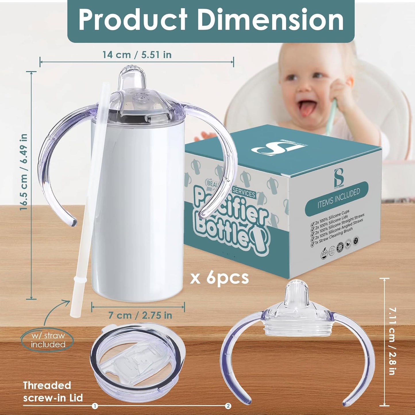 6-Pack 12oz Insulated Sippy Cups with Handles โ Stainless Steel & Shatterproof