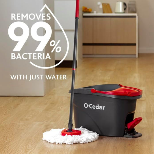 EasyWring Microfiber Spin Mop, Bucket Floor Cleaning System, Red, Gray, Standard Visit the O-Cedar Store