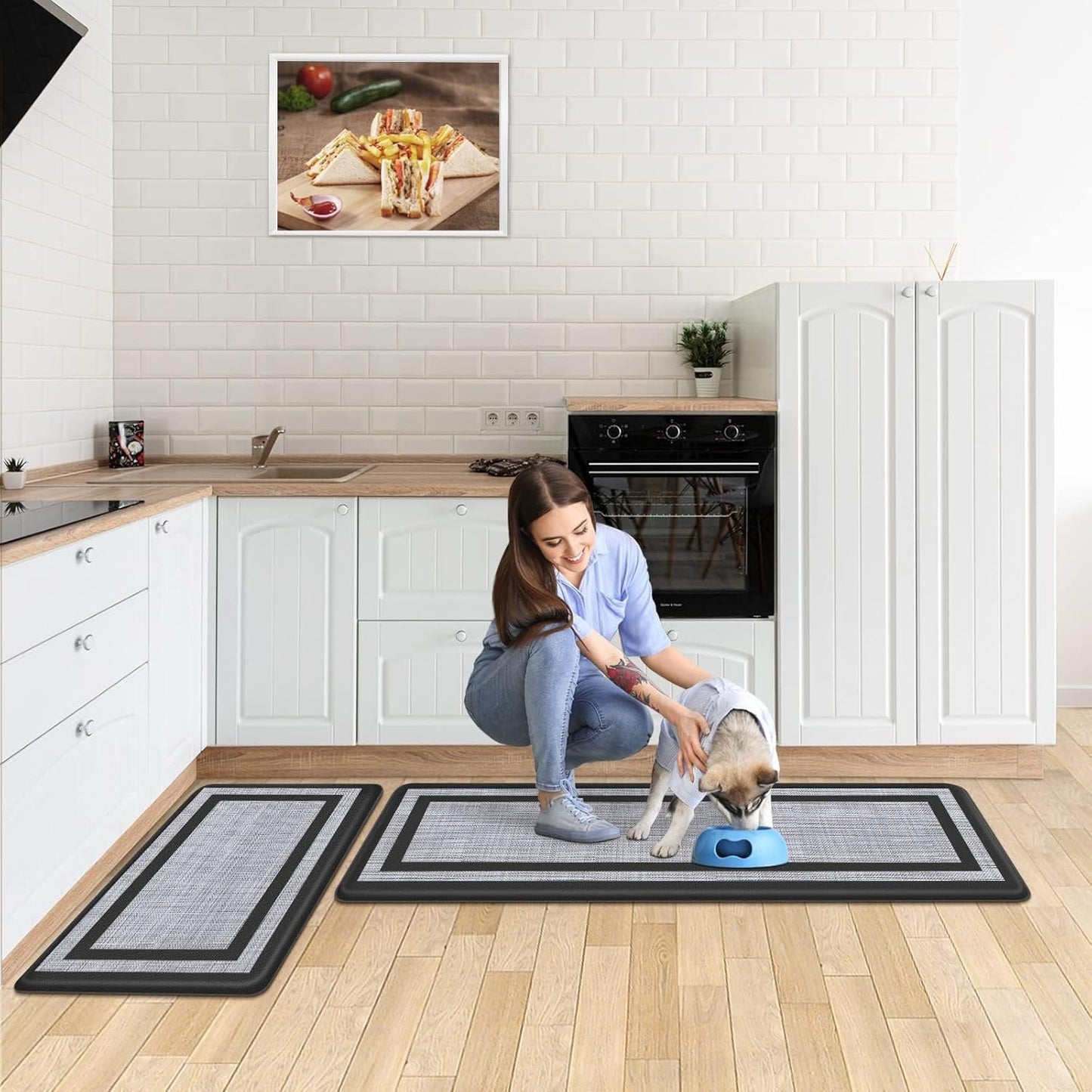 Mattitude Anti-Fatigue Kitchen Mat Set [2 PCS] – Cushioned Standing Mats for Kitchen, Sink, Office & Laundry | Non-Slip, Waterproof, Ergonomic Floor Comfort Rugs
