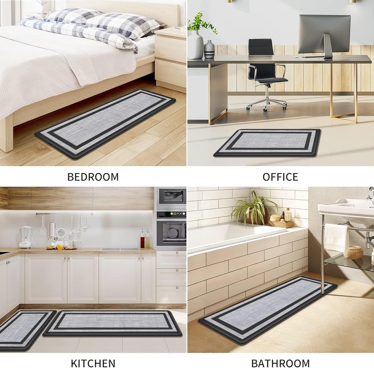 Mattitude Anti-Fatigue Kitchen Mat Set [2 PCS] – Cushioned Standing Mats for Kitchen, Sink, Office & Laundry | Non-Slip, Waterproof, Ergonomic Floor Comfort Rugs