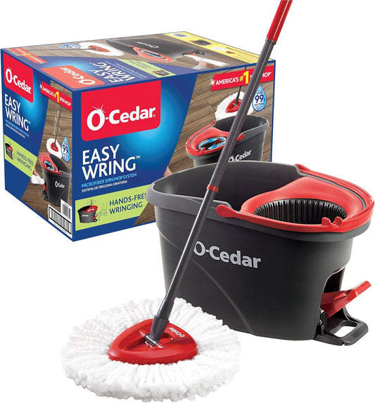 EasyWring Microfiber Spin Mop, Bucket Floor Cleaning System, Red, Gray, Standard Visit the O-Cedar Store