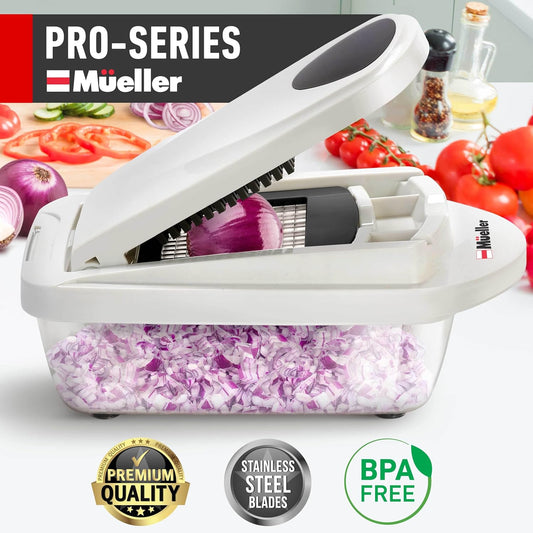 Pro-Series 10-in-1, 8 Blade Vegetable Chopper, Onion Mincer, Cutter, Dicer, Egg Slicer with Container, French Fry Cutter Potatoe Slicer, Home Essentials & Kitchen Gadgets, Salad Chopper