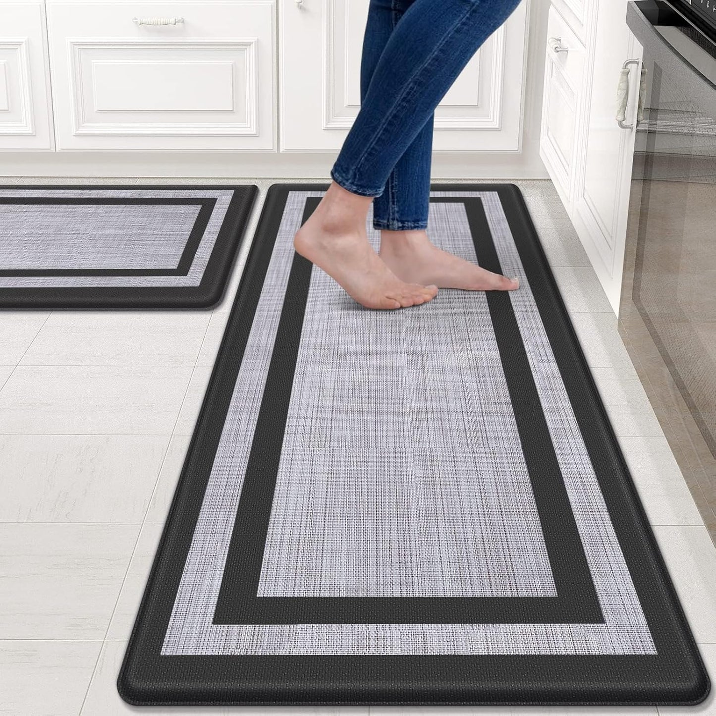 Mattitude Anti-Fatigue Kitchen Mat Set [2 PCS] – Cushioned Standing Mats for Kitchen, Sink, Office & Laundry | Non-Slip, Waterproof, Ergonomic Floor Comfort Rugs