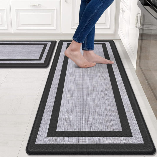 Mattitude Anti-Fatigue Kitchen Mat Set [2 PCS] – Cushioned Standing Mats for Kitchen, Sink, Office & Laundry | Non-Slip, Waterproof, Ergonomic Floor Comfort Rugs