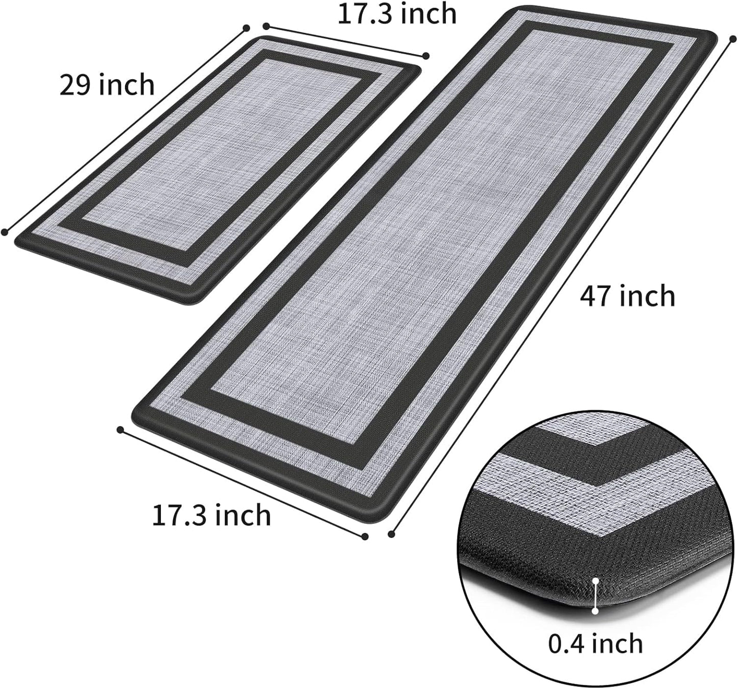 Mattitude Anti-Fatigue Kitchen Mat Set [2 PCS] – Cushioned Standing Mats for Kitchen, Sink, Office & Laundry | Non-Slip, Waterproof, Ergonomic Floor Comfort Rugs