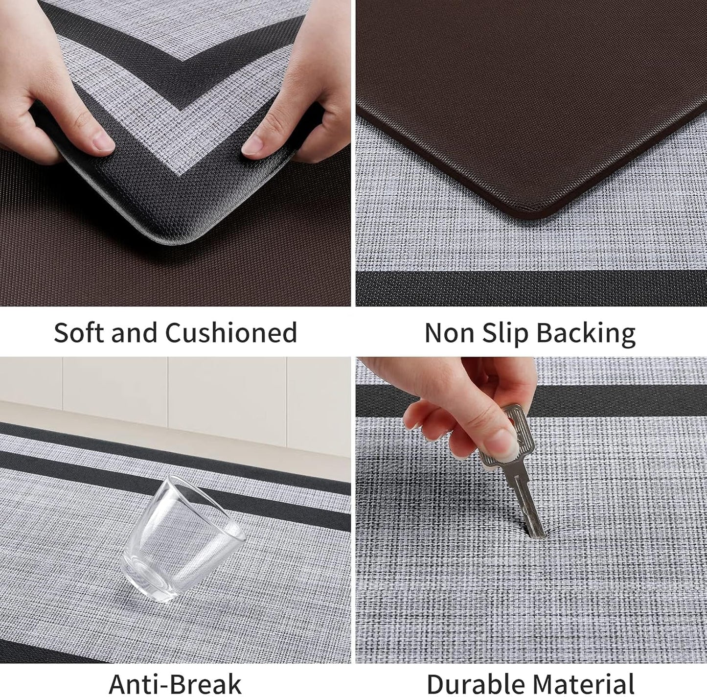 Mattitude Anti-Fatigue Kitchen Mat Set [2 PCS] – Cushioned Standing Mats for Kitchen, Sink, Office & Laundry | Non-Slip, Waterproof, Ergonomic Floor Comfort Rugs