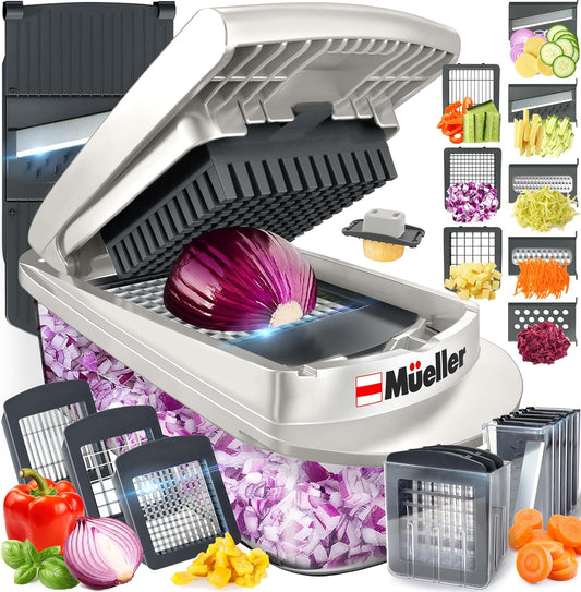 Pro-Series 10-in-1, 8 Blade Vegetable Chopper, Onion Mincer, Cutter, Dicer, Egg Slicer with Container, French Fry Cutter Potatoe Slicer, Home Essentials & Kitchen Gadgets, Salad Chopper