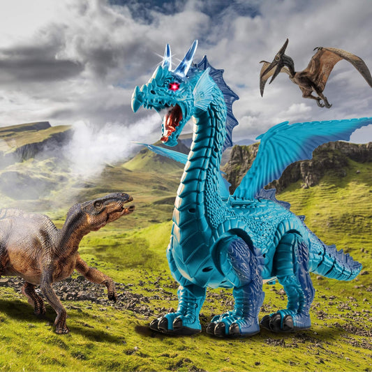 Discovery Kids RC Dragon Smoke, Large Dinosaur Toy w/Actual Smoke Breath, Wing-Flapping, Roaring, Light-Up, Realistic Sound, Easy to Use Remote Control, Fire Mist, Fun Robot Birthday